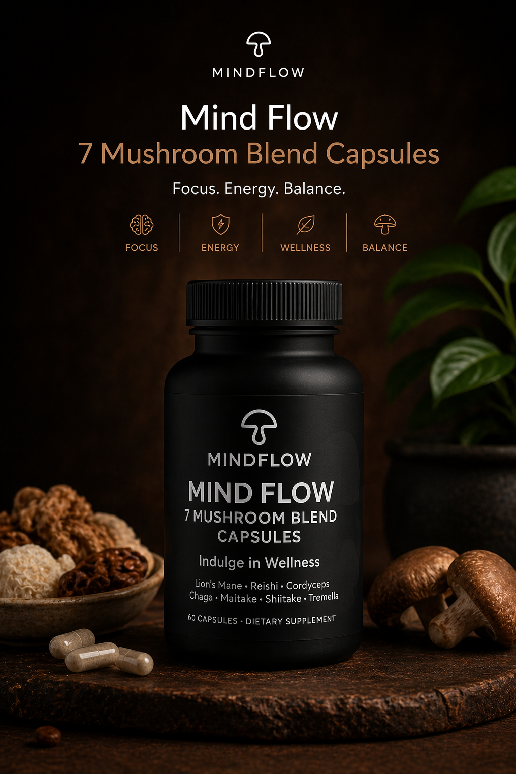MindFlow 7 Mushroom Blend 60 Capsules